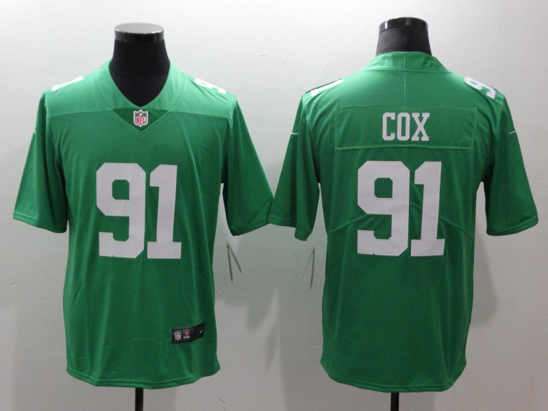 Men's Philadelphia Eagles Fletcher Cox #91 Green Game Jerseys