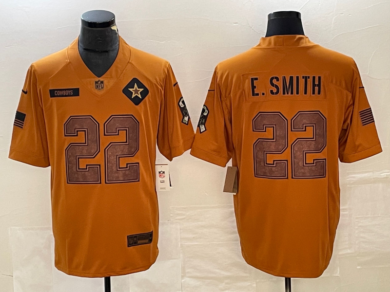 Men's Dallas Cowboys Emmitt Smith #22 Brown 2023 Salute To Service Retired Player Limited Jerseys