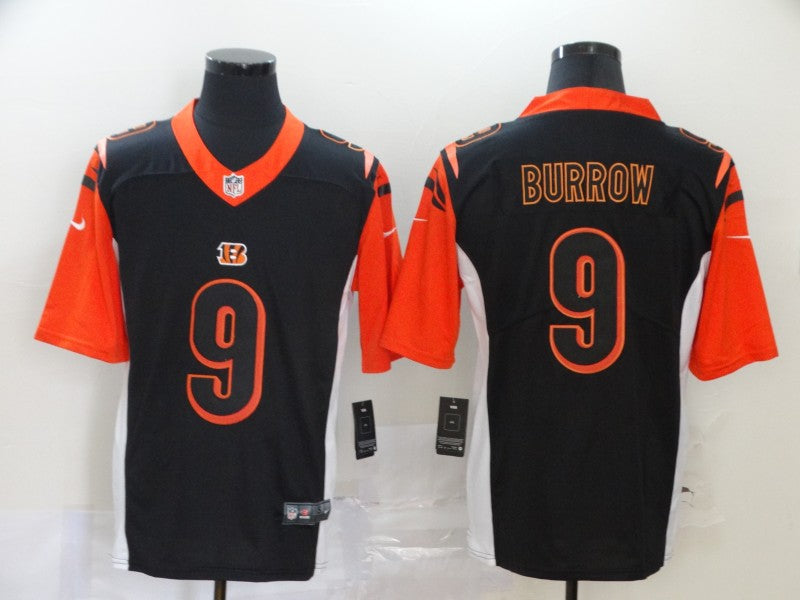 Men's Cincinnati Bengals #9 Joe Burrow Black Game Player Jerseys