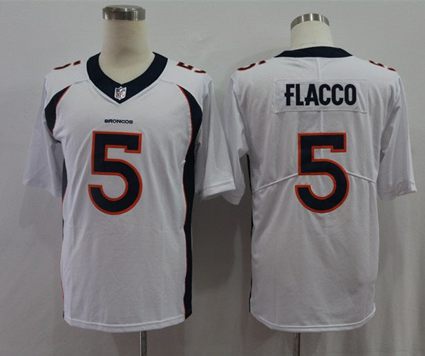 Men's Denver Broncos Joe Flacco #5 White Game Jerseys