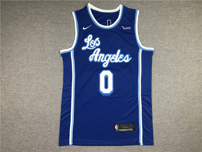 Men's Los Angeles Lakers Russell Westbrook Blue Hardwood Classic Swingman Jerseys