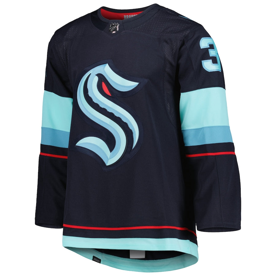 Men's Seattle Kraken Philipp Grubauer adidas Navy Home Primegreen Authentic Pro Player - Jersey