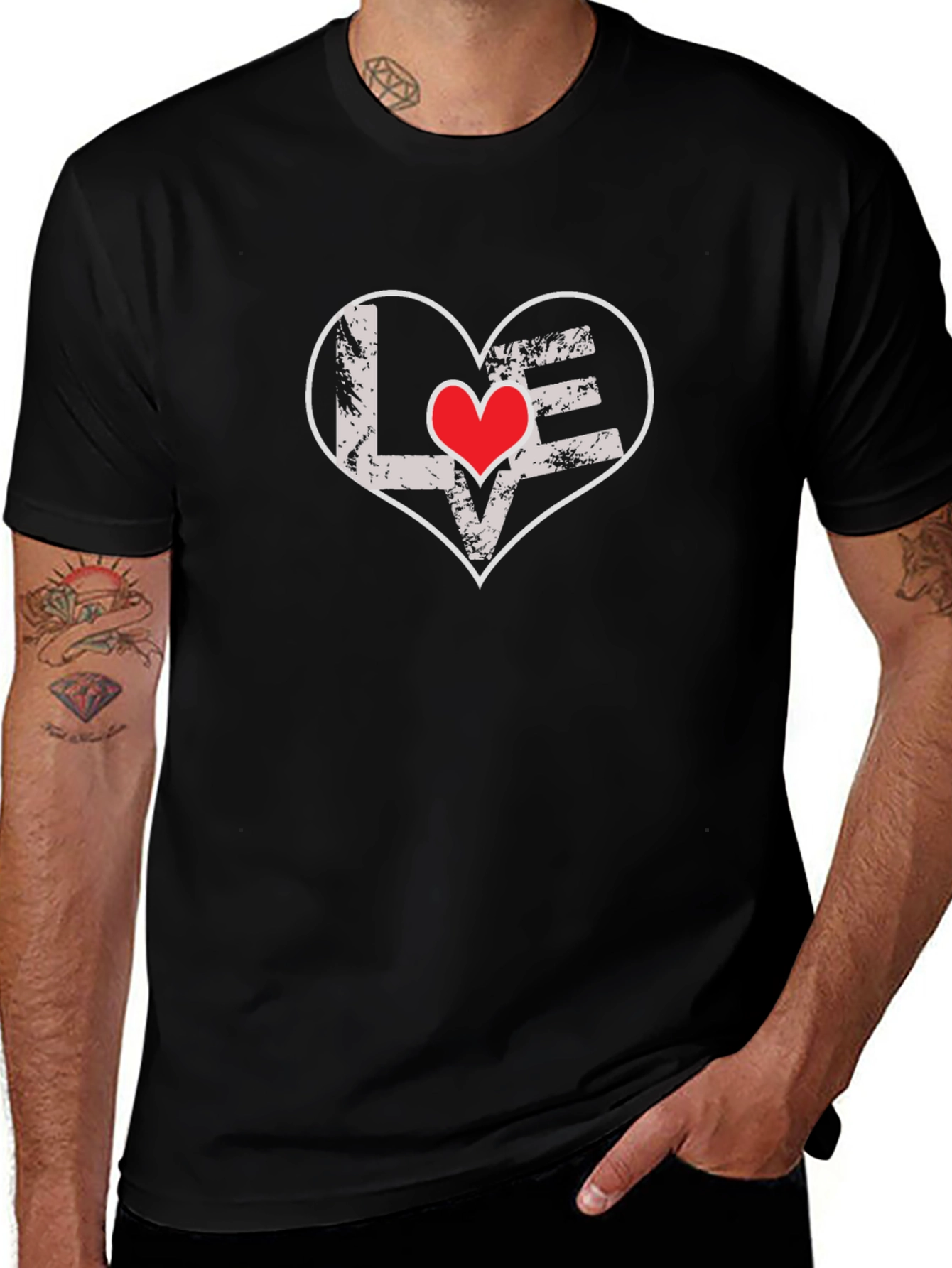 Love Heart Graphic Tee - Black T-Shirt