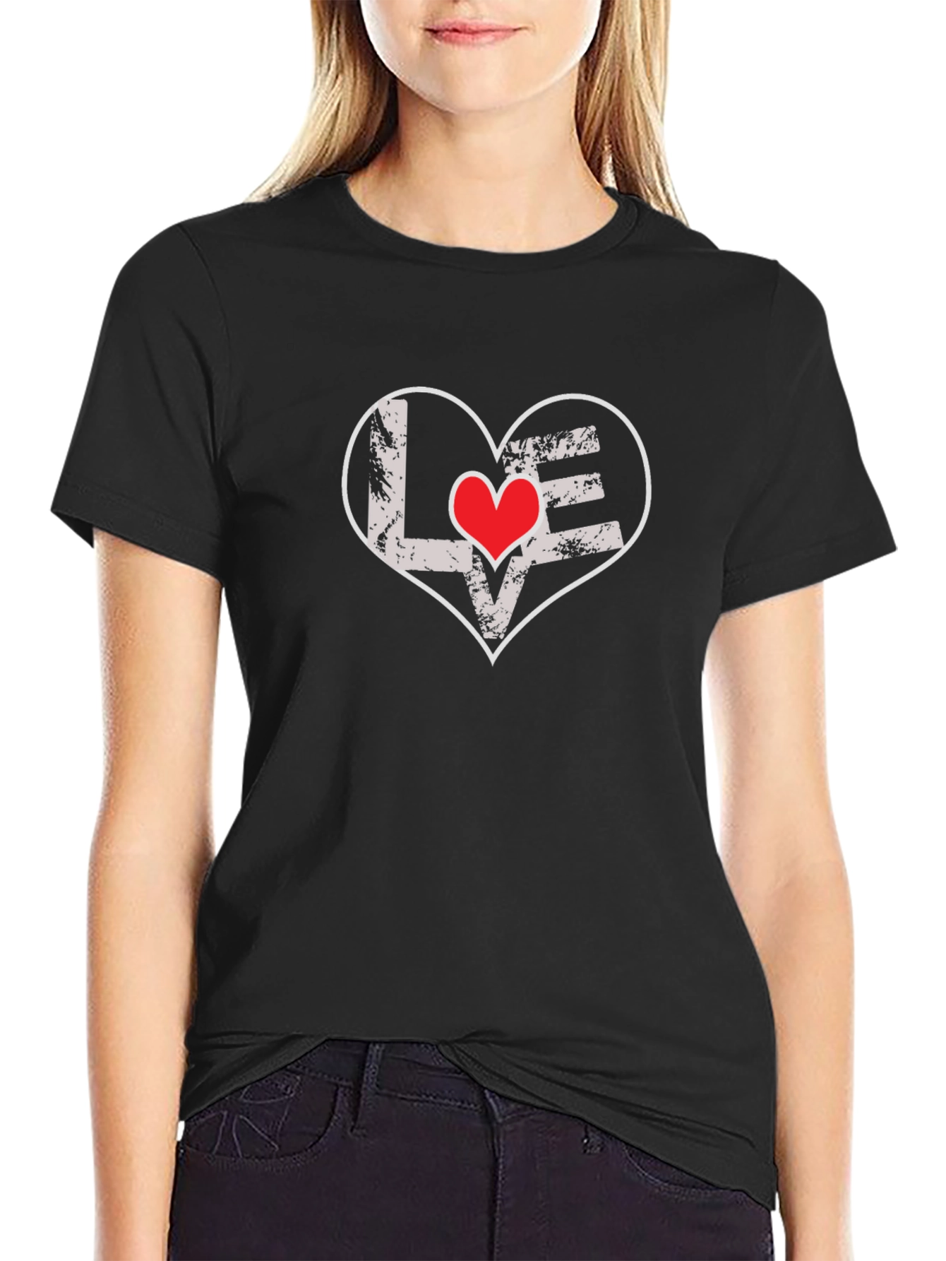 Love Heart Graphic Tee - Black T-Shirt