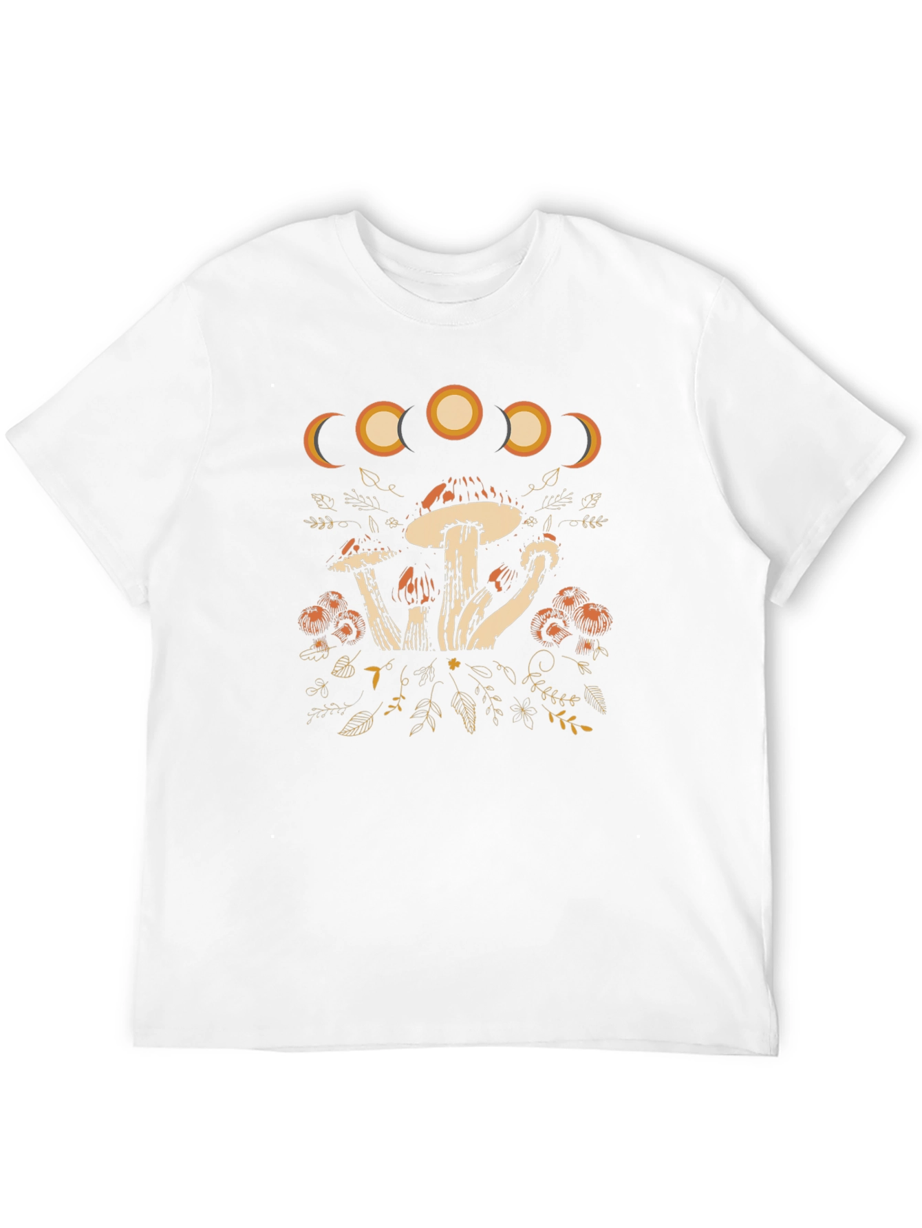 Moon Phase Mushroom Graphic Tee - Black Cotton
