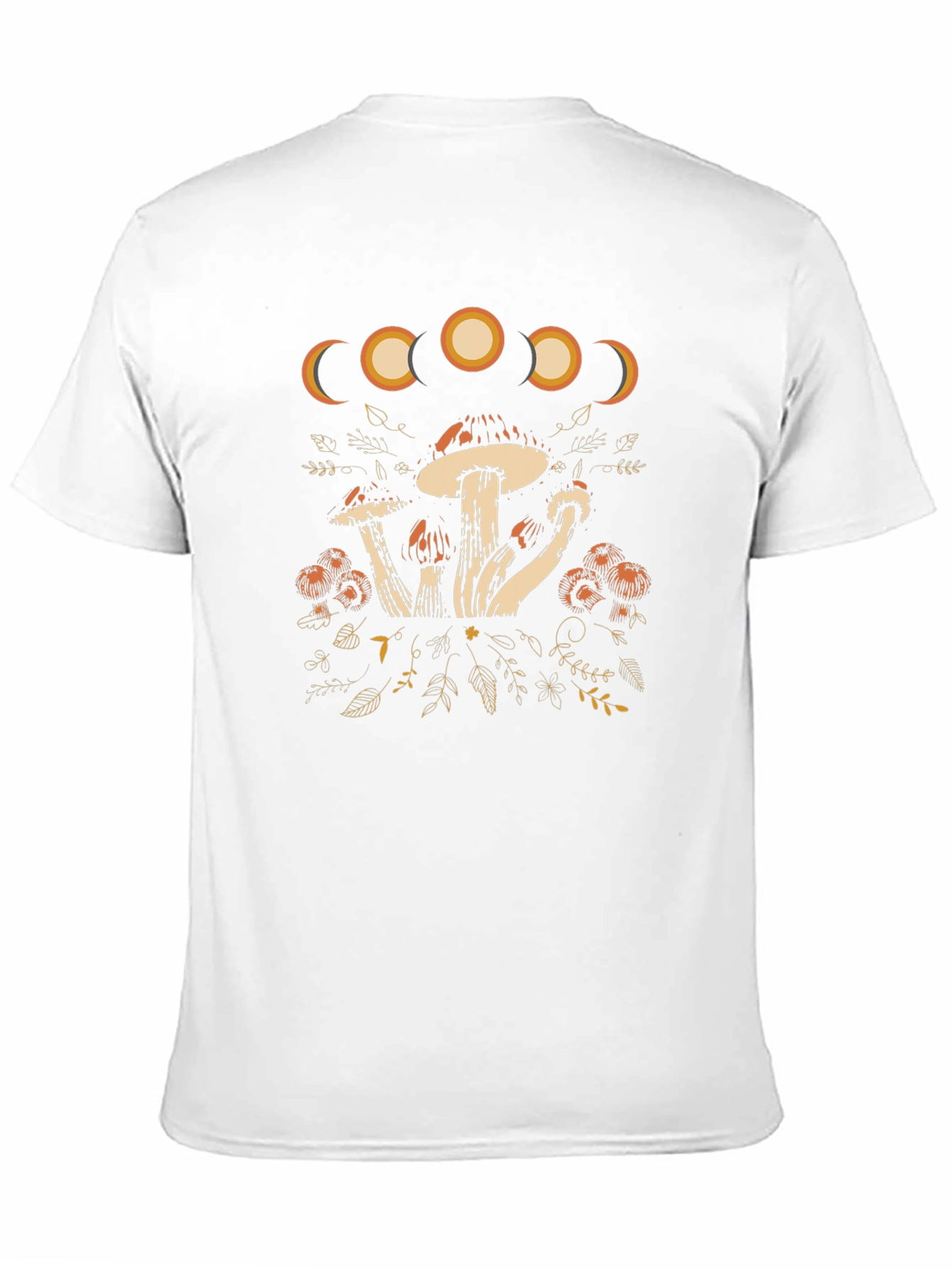 Moon Phase Mushroom Graphic Tee - Black Cotton
