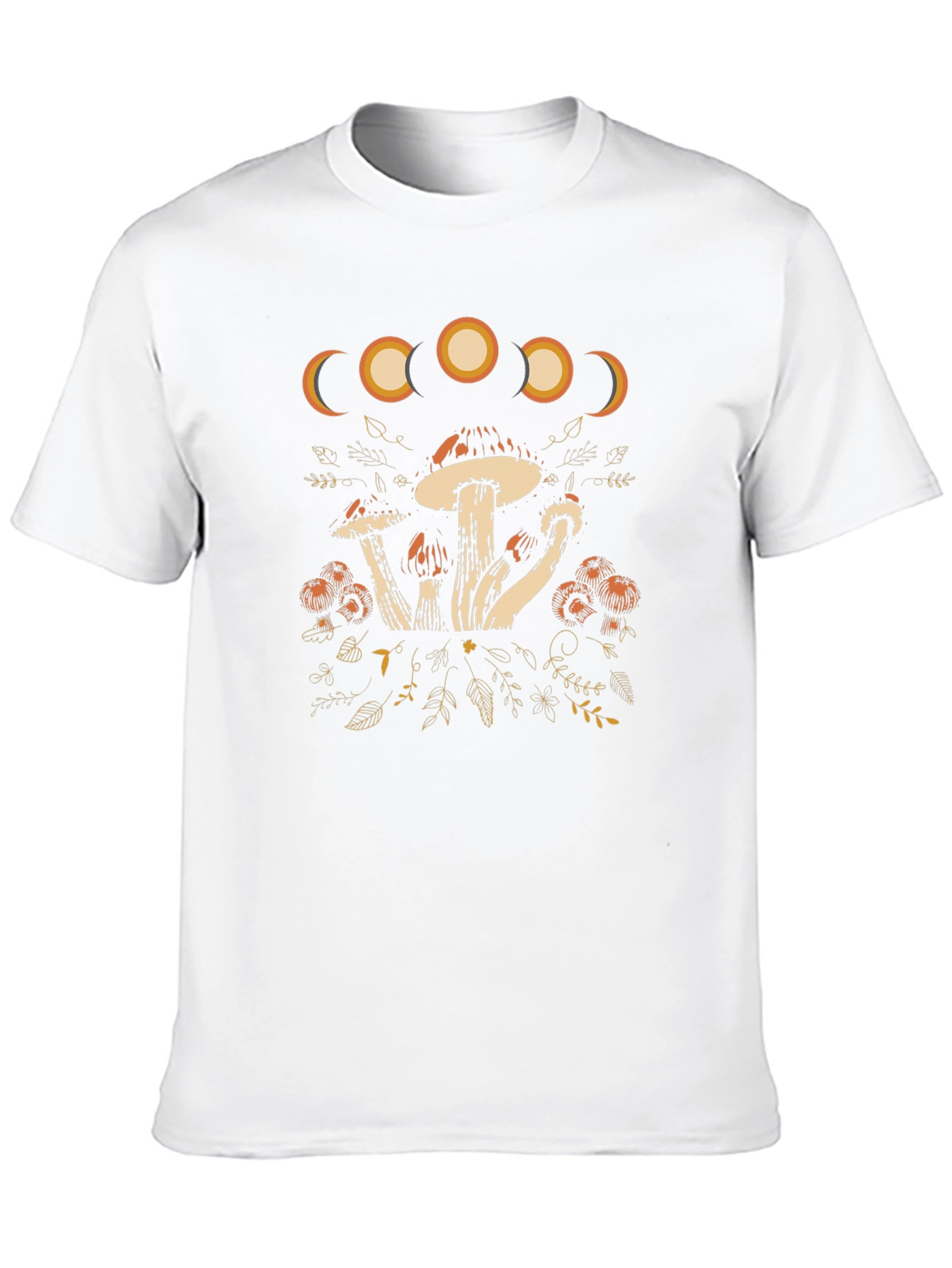 Moon Phase Mushroom Graphic Tee - Black Cotton