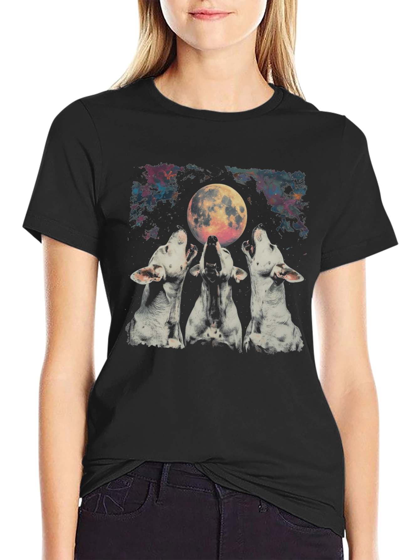 Mens Black Three Wolf Moon Graphic Tee