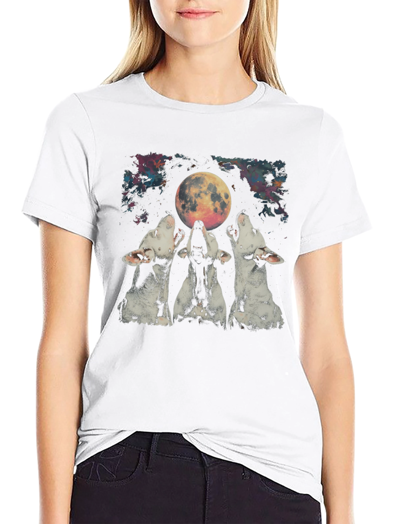 Mens Black Three Wolf Moon Graphic Tee