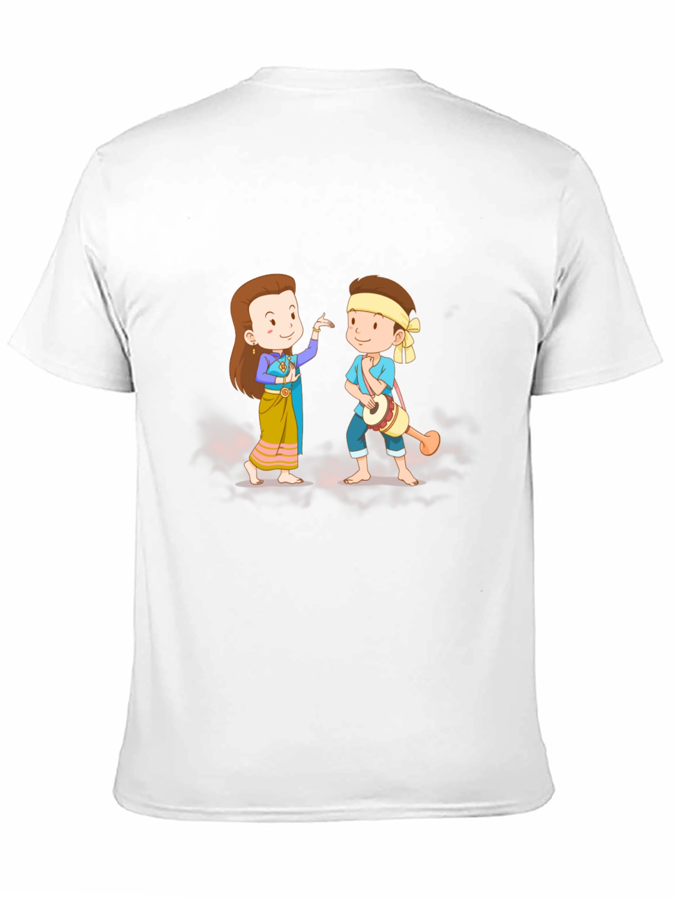 Thai Dance Cartoon Graphic Black T-Shirt