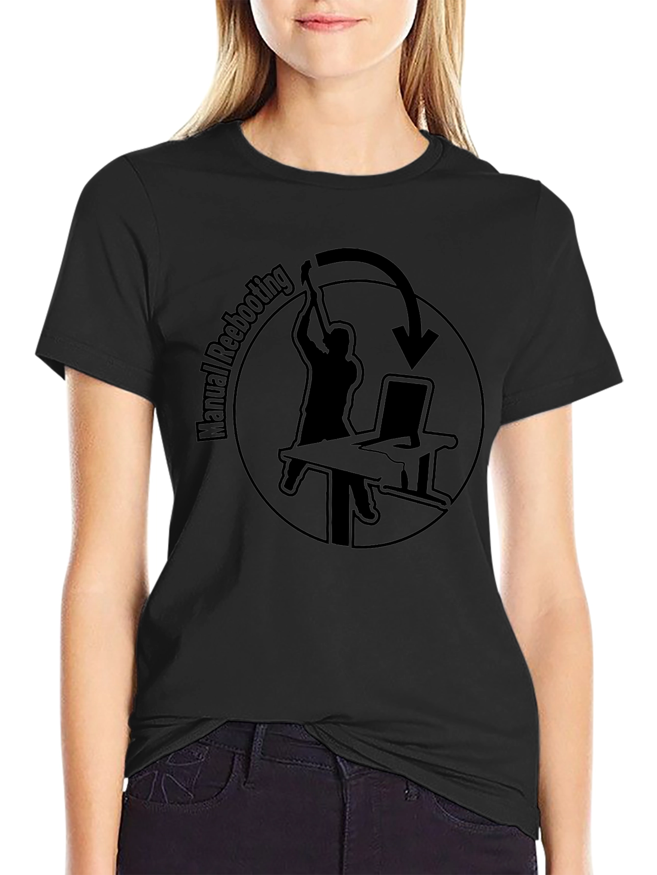 Manual Rebooting T-Shirt - Funny Computer Tech Humor