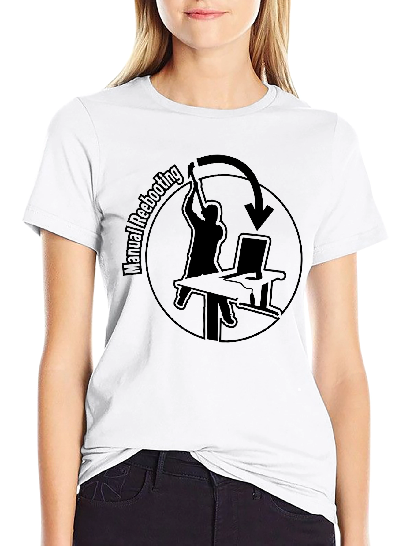 Manual Rebooting T-Shirt - Funny Computer Tech Humor