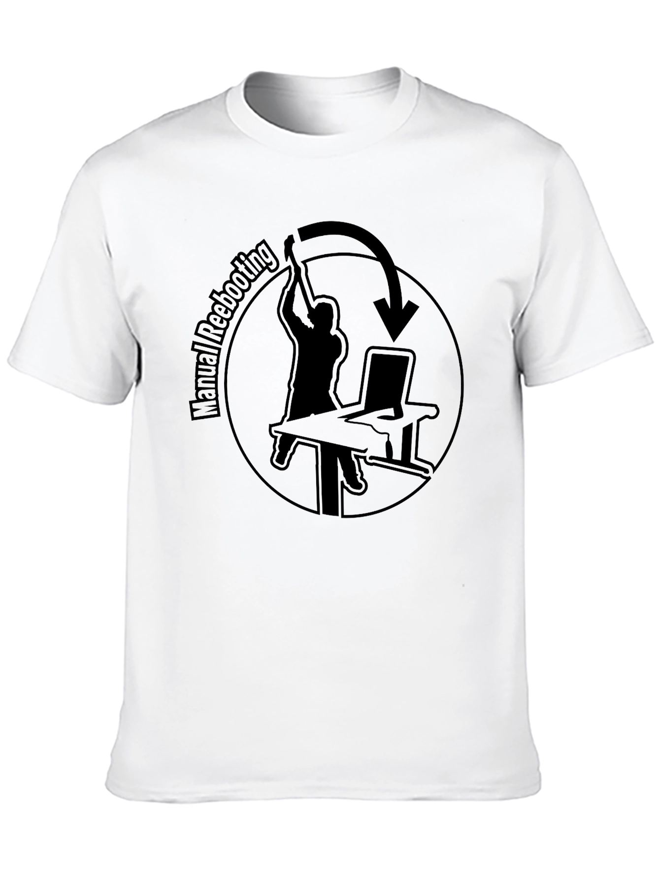 Manual Rebooting T-Shirt - Funny Computer Tech Humor
