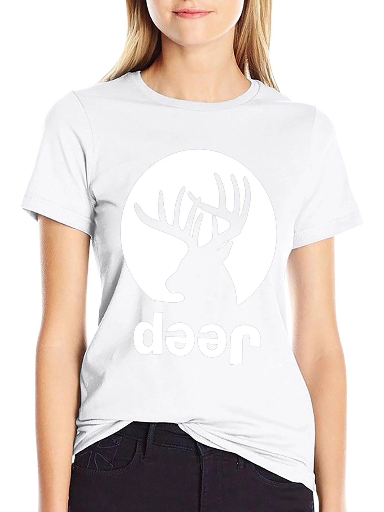 Deer Graphic Tee - Black Crew Neck T-Shirt