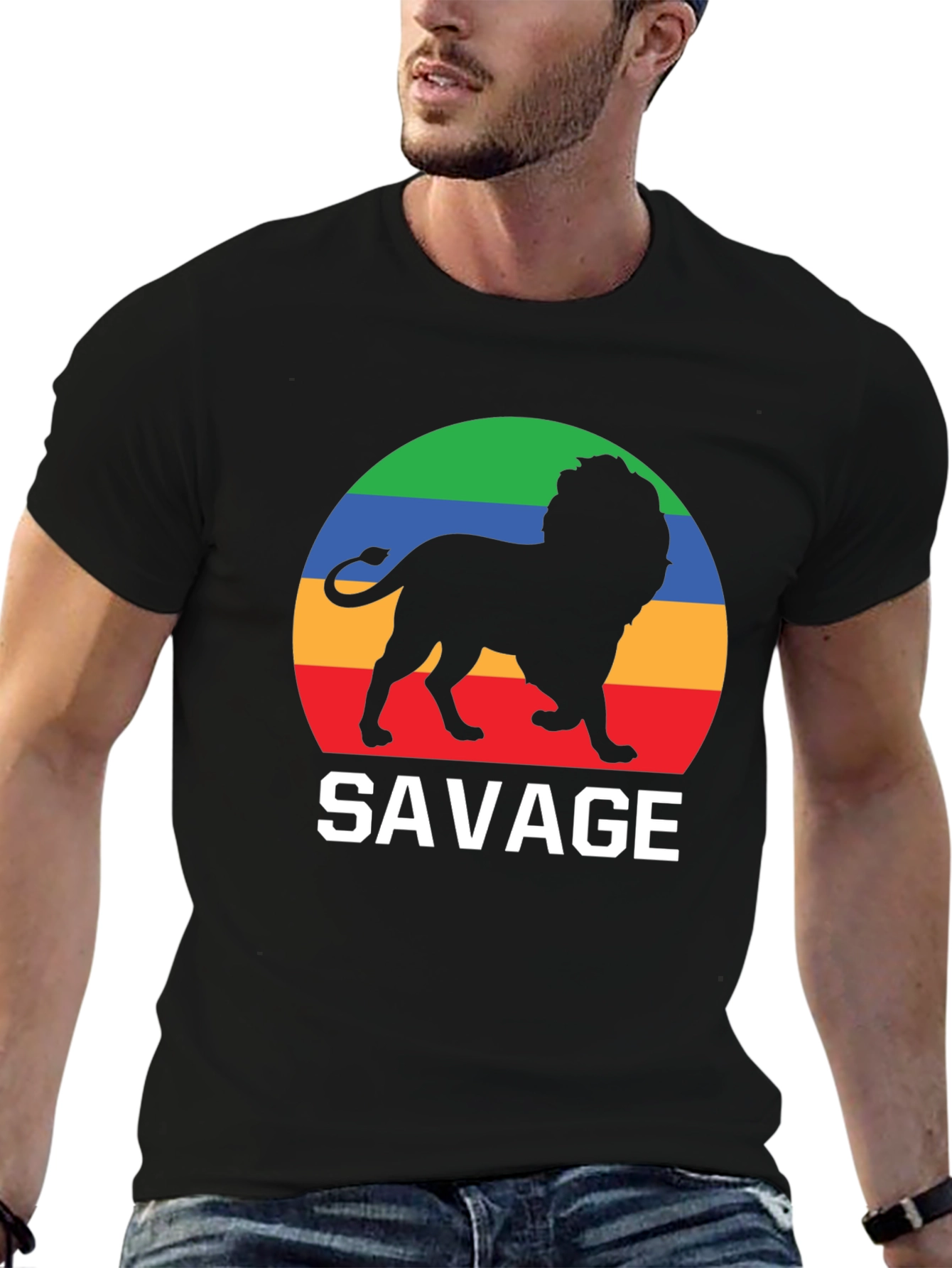 Savage Lion Graphic Tee - Bold Black T-Shirt