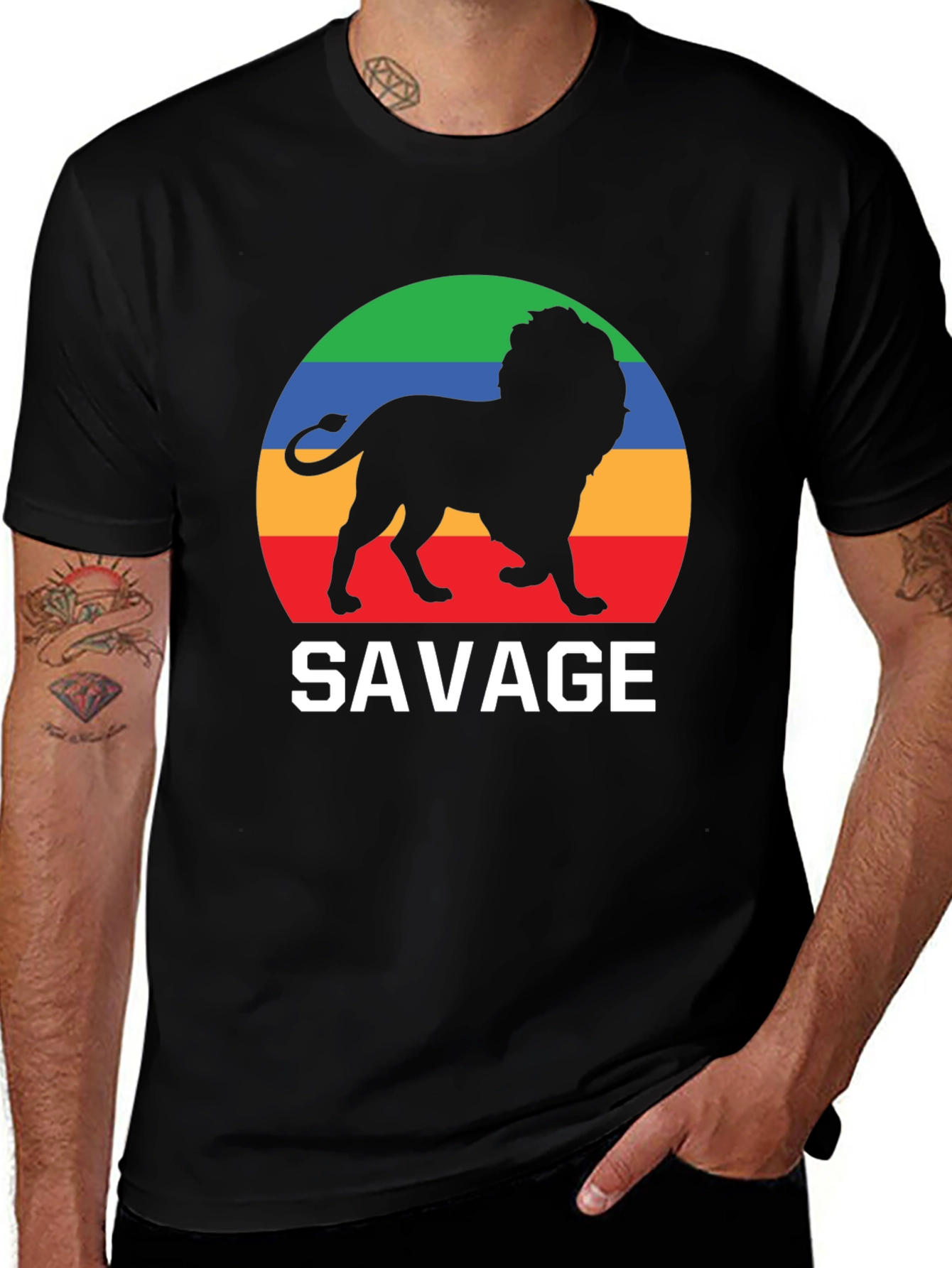 Savage Lion Graphic Tee - Bold Black T-Shirt
