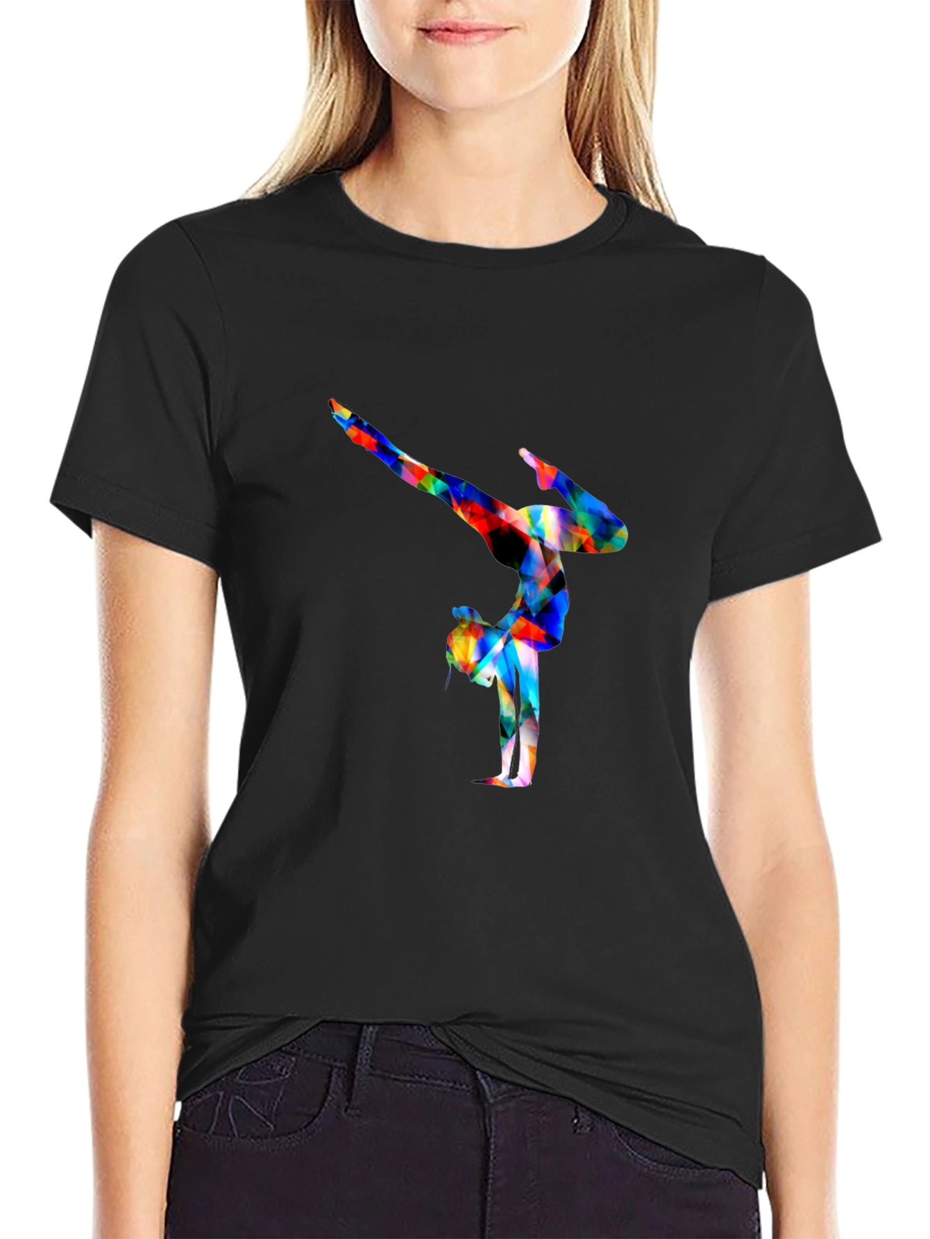 Gymnast Graphic Tee - Black Cotton