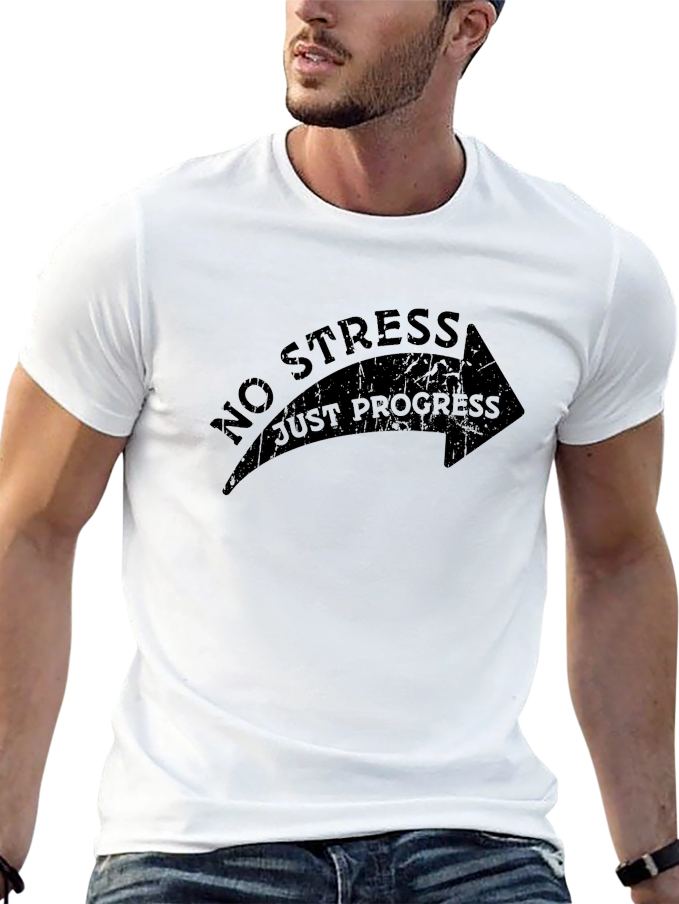 No Stress Just Progress Arrow Graphic Tee