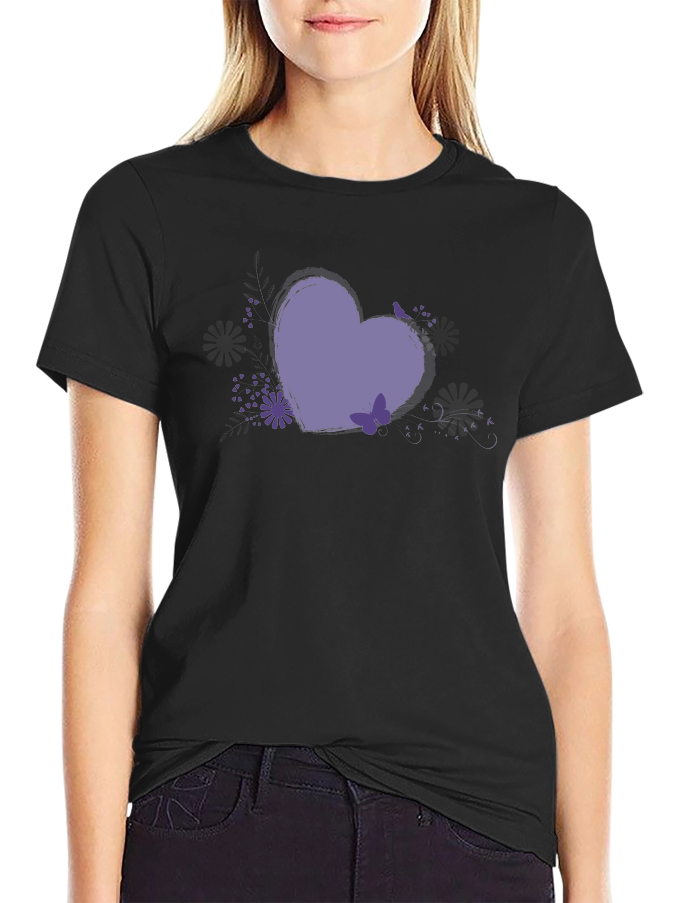 Heart Graphic Tee - Black Casual Comfort