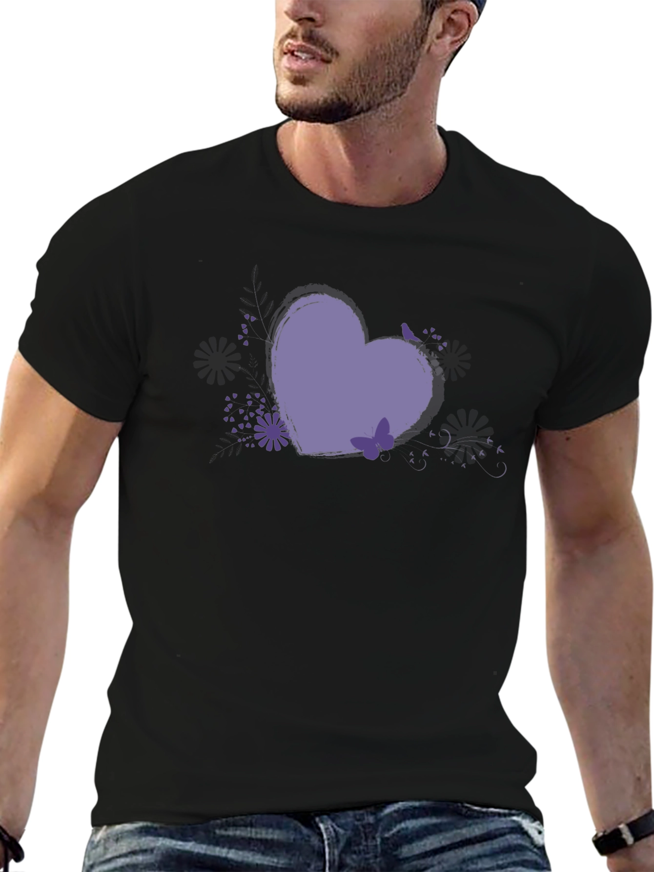 Heart Graphic Tee - Black Casual Comfort