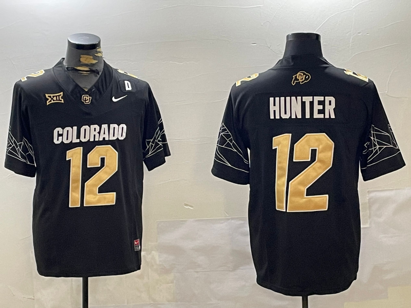 Men's Colorado Buffaloes Buffs Hunter #12 Black Game Jersey