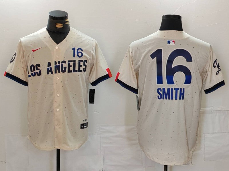 Men's Los Angeles Dodgers Will Smith #16 Cream 2024 City Connect Replica Player Jerseys