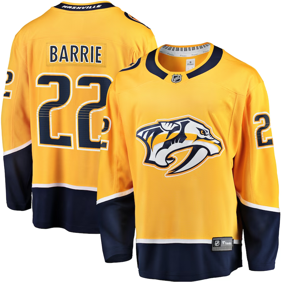 Men's Nashville Predators Tyson Barrie #22 Gold Home Breakaway Jerseys