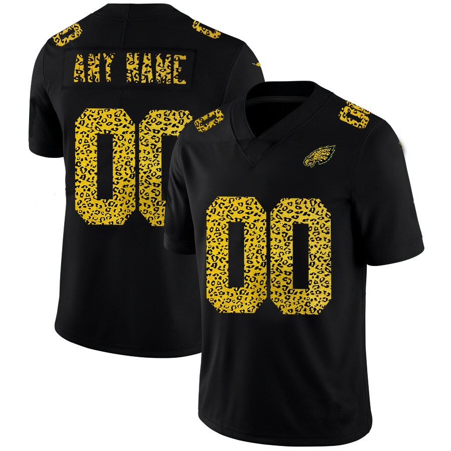 Custom1 Philadelphia Eagles Leopard Print Fashion Vapor Limited Jerseys Black Stitched American Football Jerseys