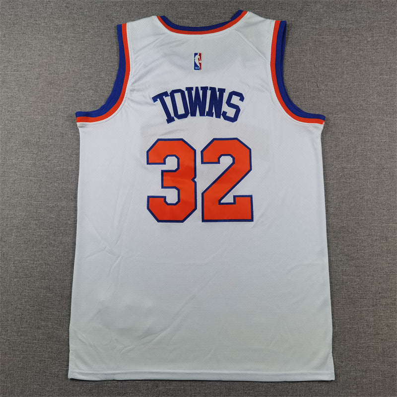 Men's New York Knicks Karl-Anthony Towns #32 White Swingman Jerseys - Association Edition