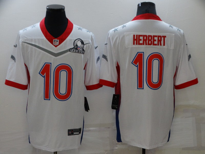 Men's Los Angeles Chargers Justin Herbert #10 White ALL STAR Game Jerseys