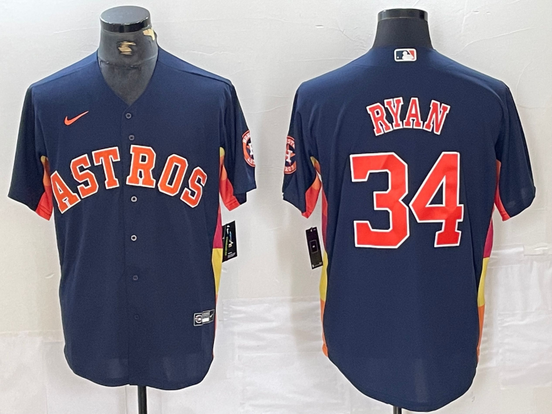 Men's Houston Astros Nolan Ryan #34 Navy Replica Team Jerseys