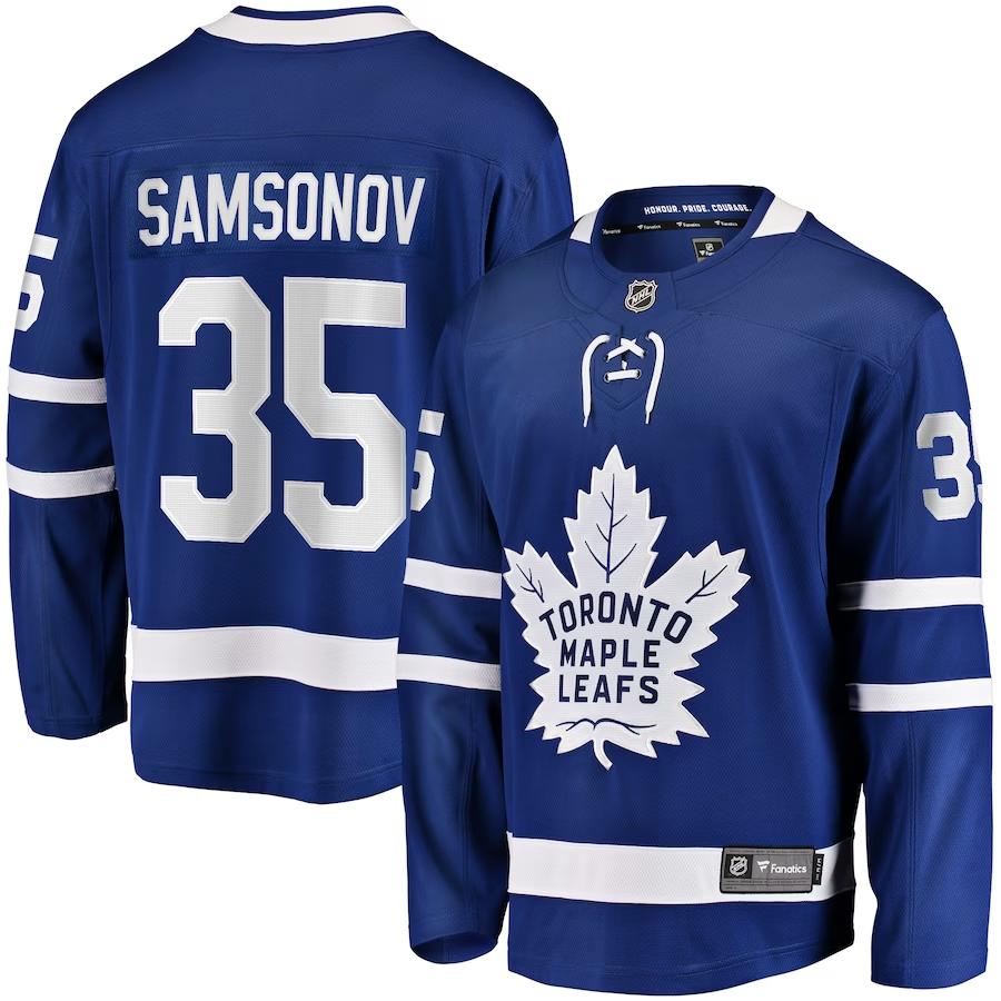 Men's Toronto Maple Leafs Ilya Samsanov #35 Blue Authentic Player Jerseys