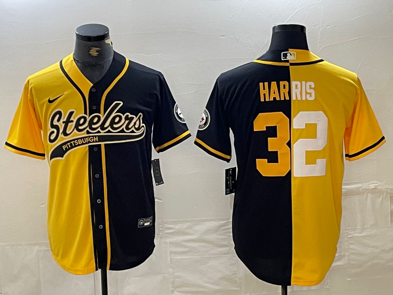 Men's Pittsburgh Steelers Franco Harris #32 Yellow/Black Game Jerseys Joint Edition