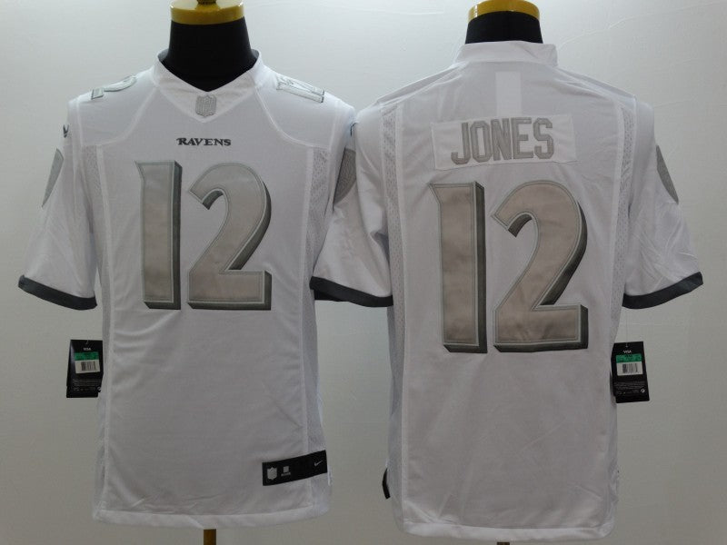 Men's Baltimore Ravens Jacoby Jones #12 White Game Jerseys