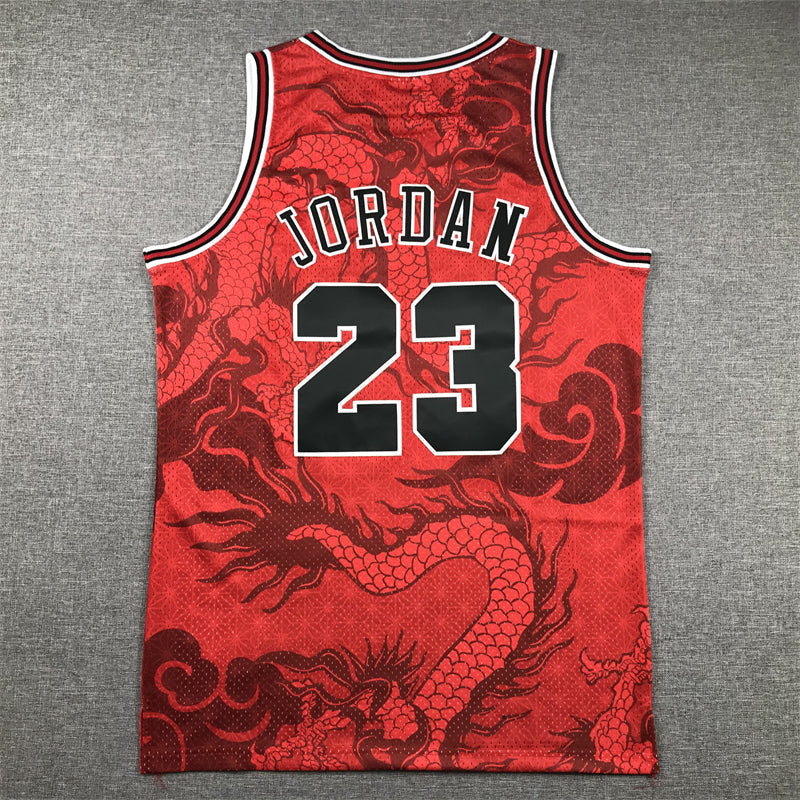 Men's Chicago Bulls Michael Jordan #23 Red Year of Dragon Edition Swingman Jerseys