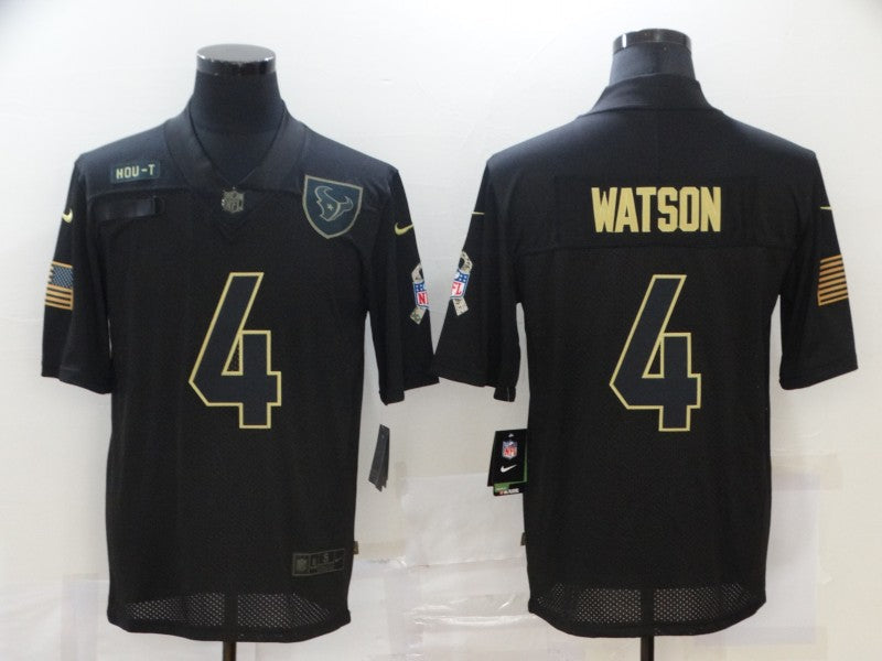 Men's Houston Texans #4 Deshaun Watson Black Game Player Jerseys