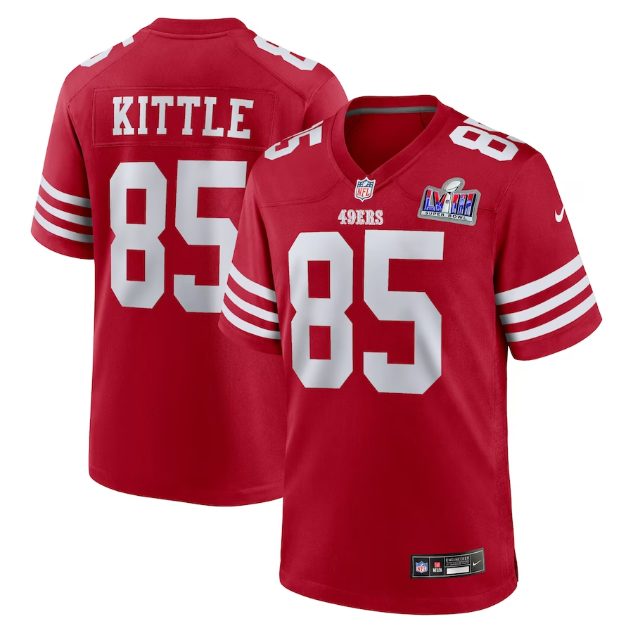 Men's San Francisco 49ers George Kittle #85 Scarlet Super Bowl LVIII Game Jerseys