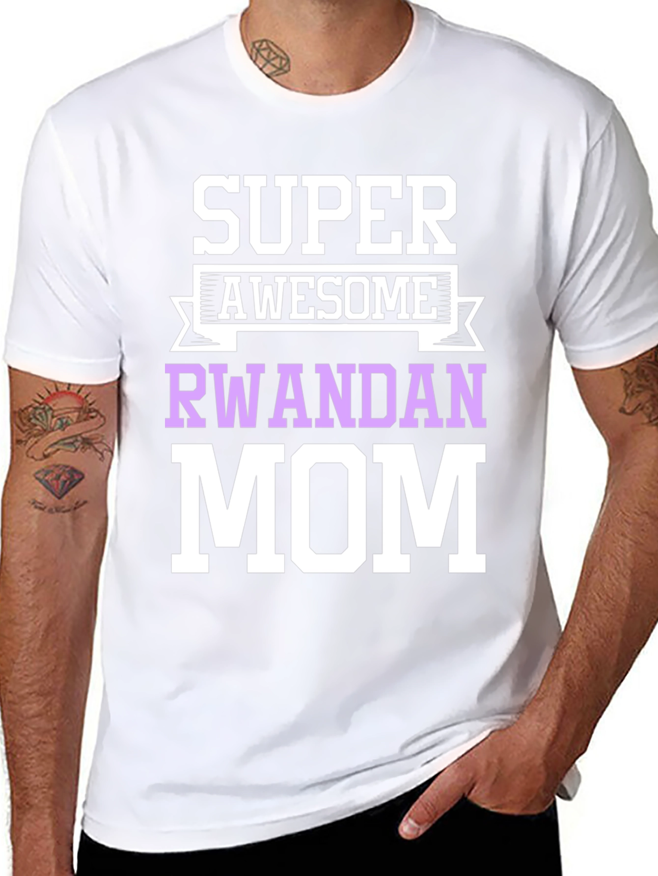 Super Awesome Rwandan Mom Black Graphic T-Shirt