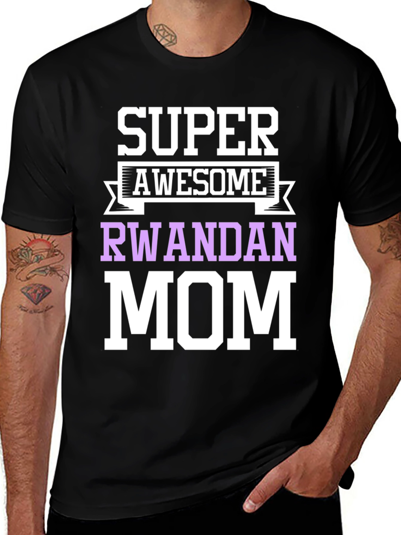 Super Awesome Rwandan Mom Black Graphic T-Shirt