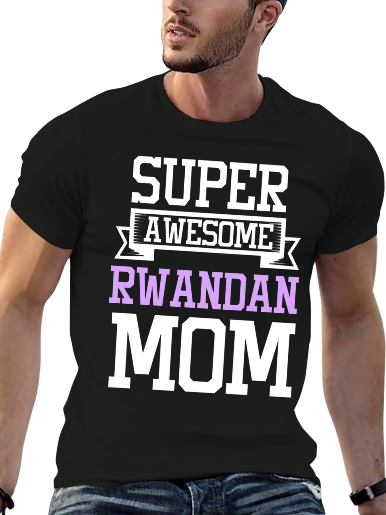 Super Awesome Rwandan Mom Black Graphic T-Shirt