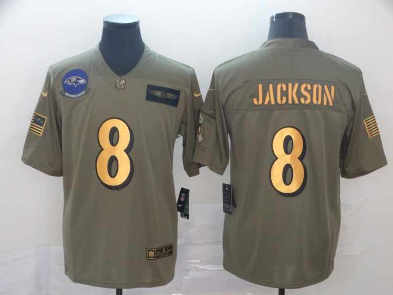 Men's Baltimore Ravens Lamar Jackson #8 Brown Alternate Game Jerseys
