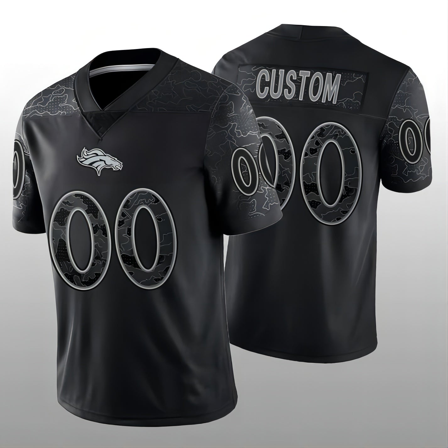 Custom1 Denver Broncos Black RFLCTV Limited Jerseys Stitched Jerseys  American Football Jerseys