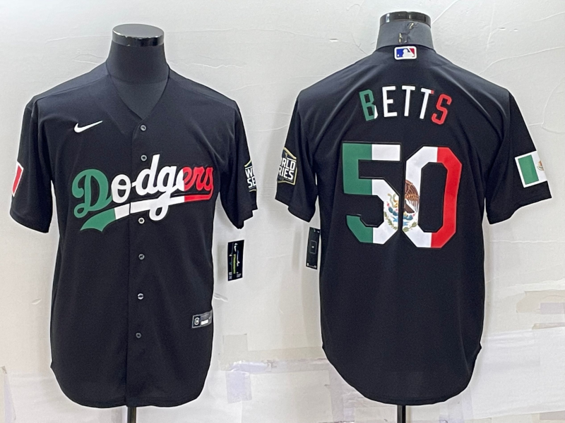 Men's Los Angeles Dodgers Mookie Betts #50 Black Stitched Baseball Jerseys