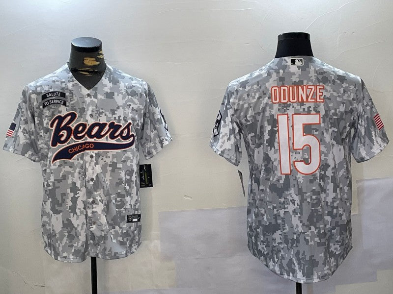 Men's Chicago Bears Rome Odunze #15 Arctic Camo 2024 Salute to Service Player Jerseys