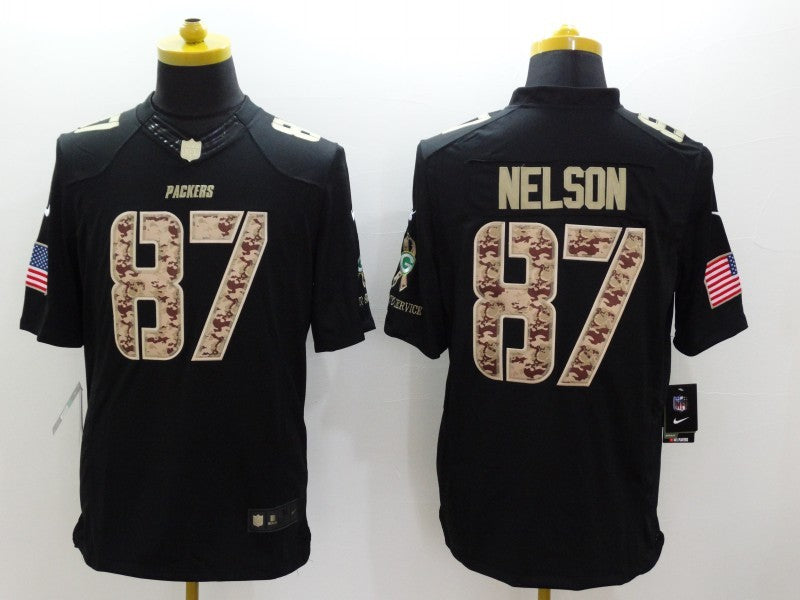 Men's Green Bay Packers Jordy Nelson #87 Black Game Jerseys