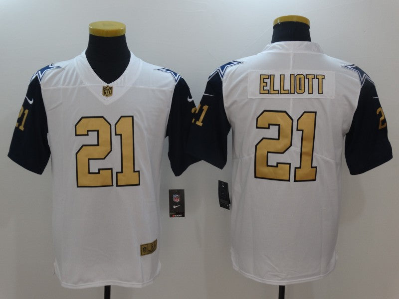 Men's Dallas Cowboys #21 Ezekiel Elliott White Authentic Player Jerseys