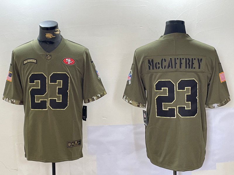 Men's San Francisco 49ers Christian McCaffrey #23 Olive Salute To Service Limited Jerseys