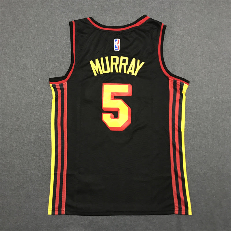 Men's Atlanta Hawks Dejounte Murray #5 Black Swingman Jerseys - Statement Edition