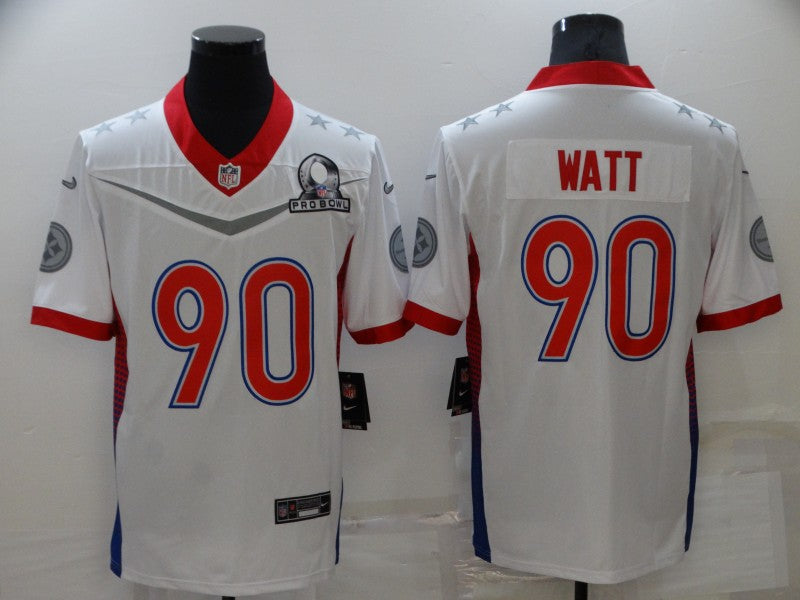 Men's Pittsburgh Steelers T.J. Watt #90 White All Star Game Jerseys