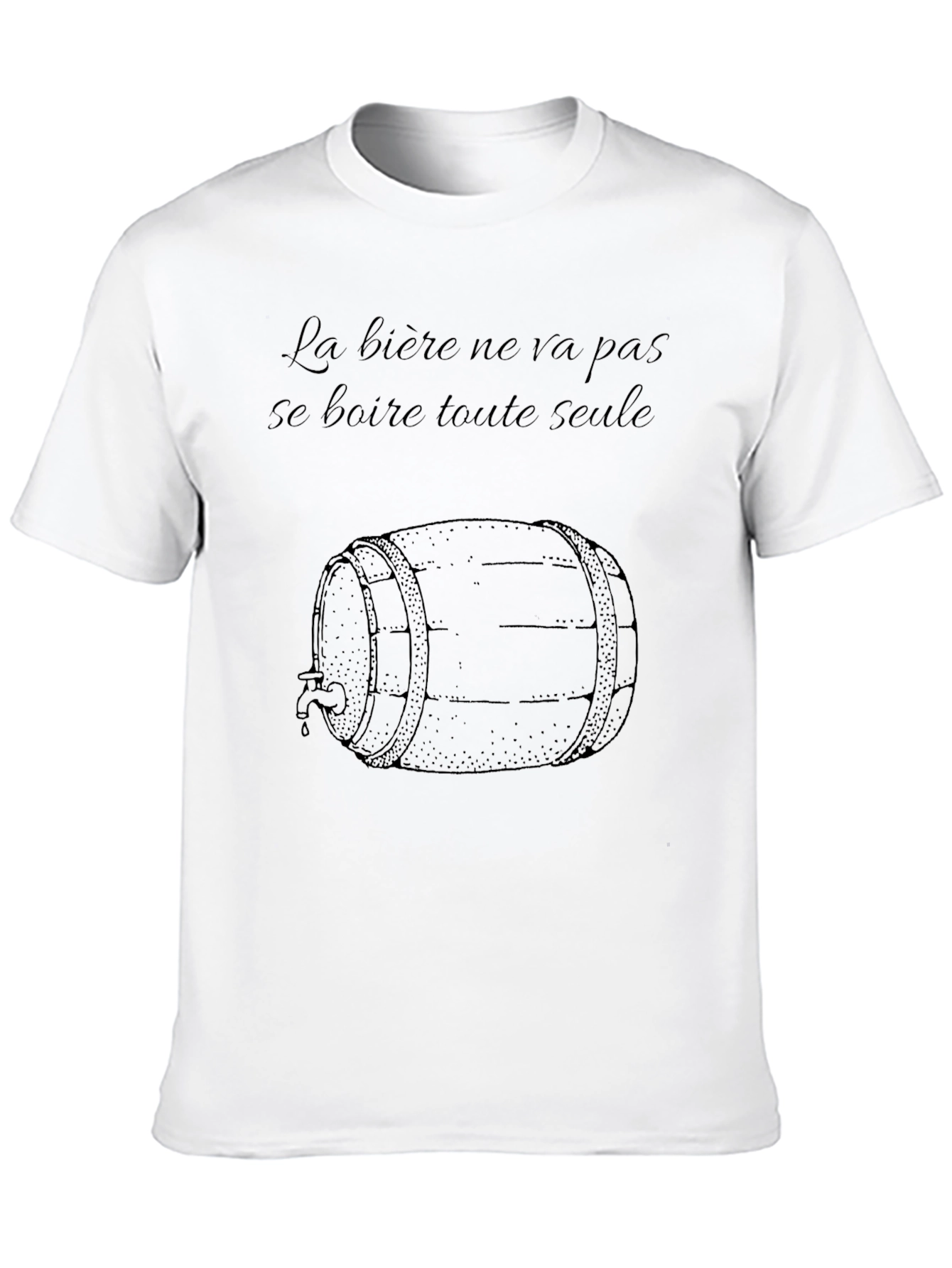 Humorous Beer Barrel Graphic Black T-Shirt